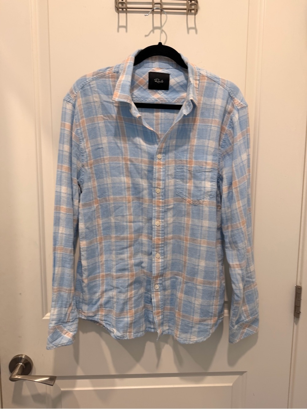 Rails Long Sleeve Plaid Button Down Shirt Size
Medium Blue Peach